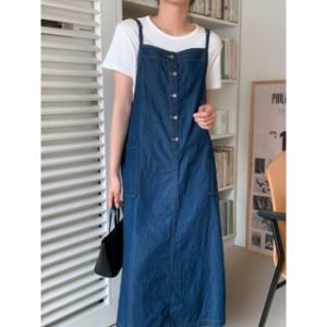 Spaghetti Strap Denim Midi Dress